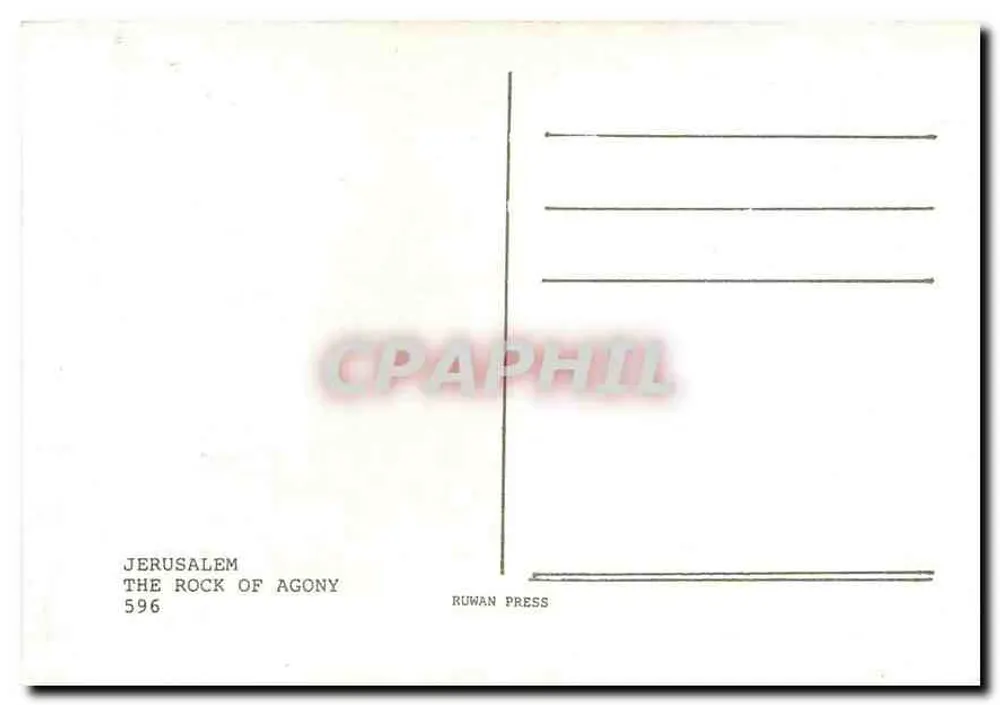 Gerusalemme — La Pietra dell'Agonia — Ruwan Press, n° 596 - Verso