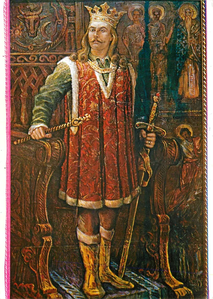 स्टेफन सेल महान — मोल्दाविया के राजा (1457-1504) — कॉस्टिन पेट्रेस्कू के अनुसार चित्र - आगे