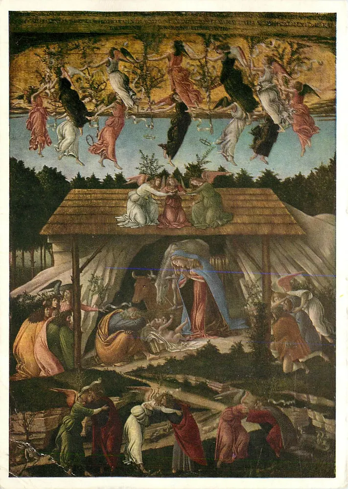 Natividade — pintura de Botticelli — editor National Gallery, Londres, n° de série 1073 - Frente