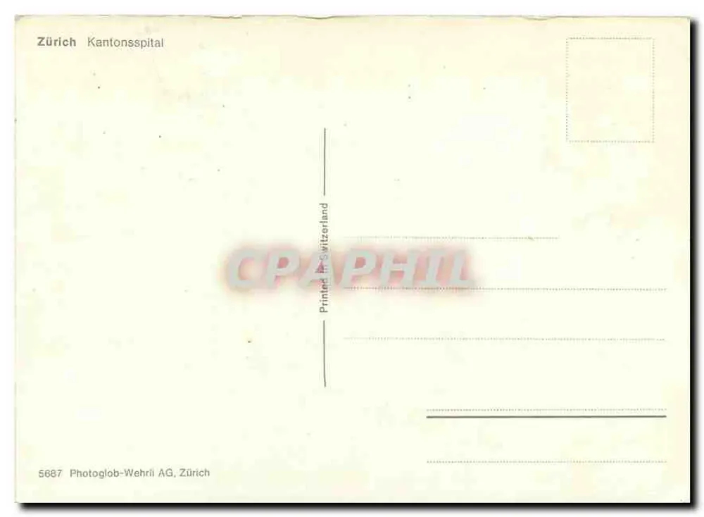 Pátio interno do Kantonsspital Zürich — editor Photoglob-Wehrli AG, n° 5687 - Verso