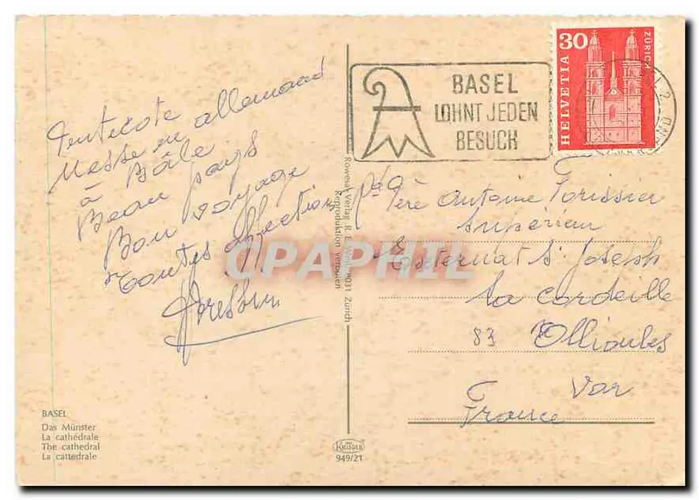 Basel — Catedral — n° 949/21 - Verso