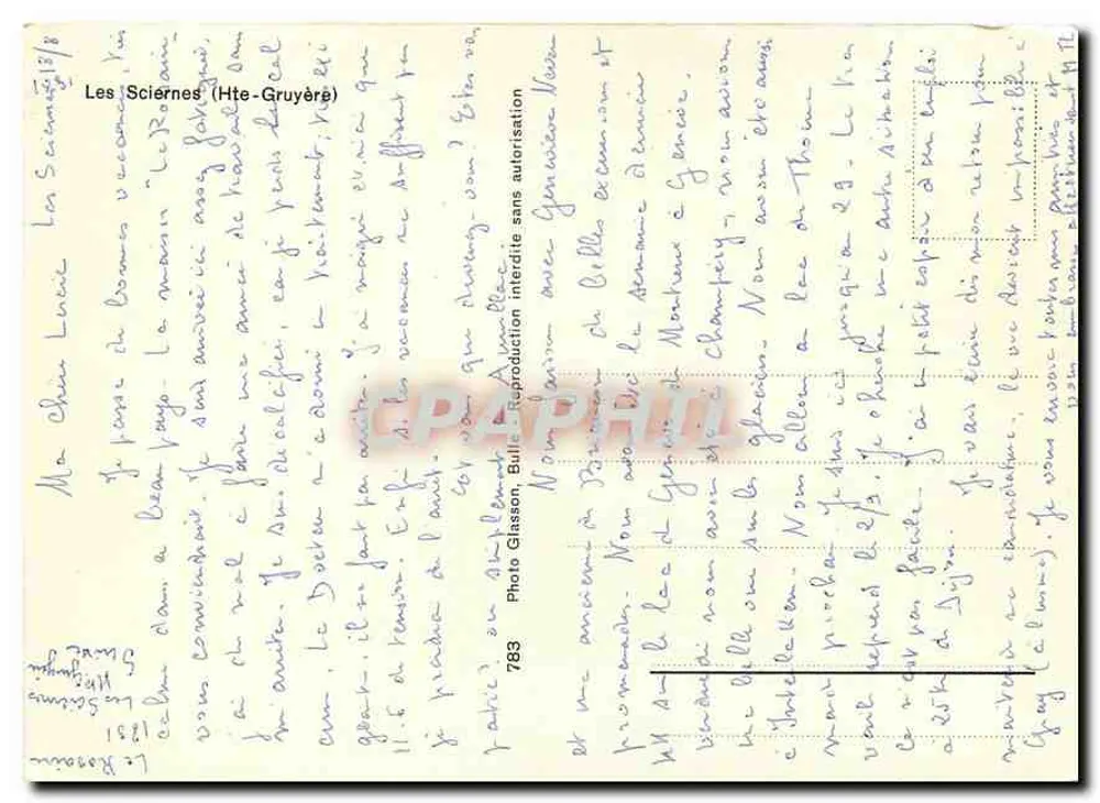 लेस स्कियर्नेस — पैनोरमा दृश्य और होटल — प्रकाशक फोटो ग्लासॉन, क्रमांक 789 - पीछे