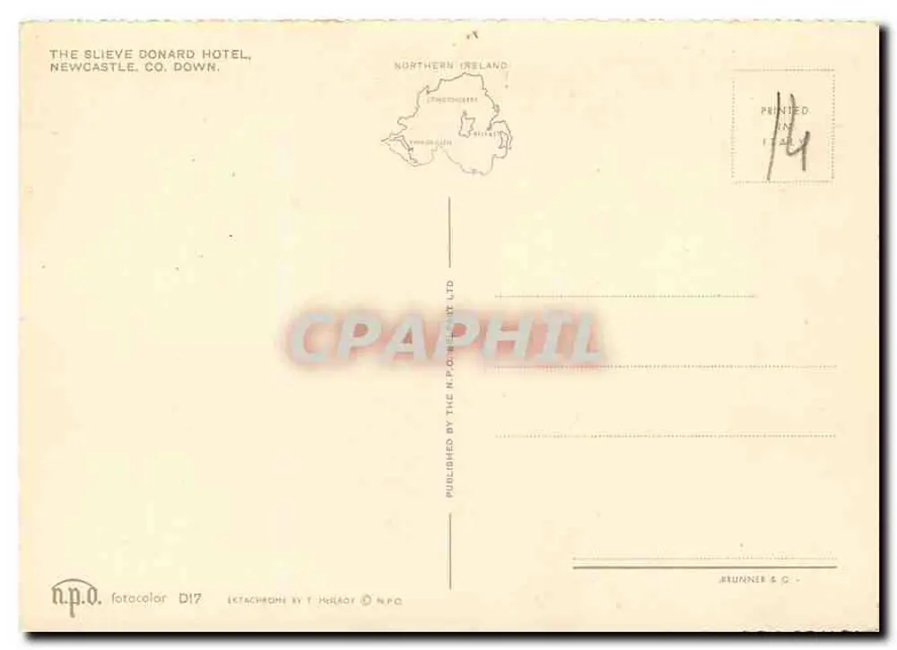 L'hotel Slieve Donard — Newcastle, Co. Down — pubblicato da N.P.O. Fotocolor Ltd. - Verso