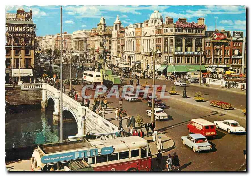 O'Connell Street, Dublin — vista de la calle y del puente — editor N.P.O. Ltd. - Anverso