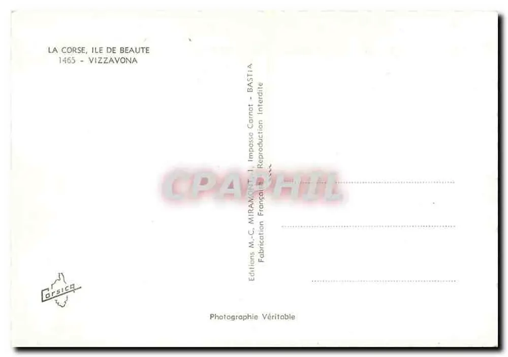 Vizzavona — vista panorámica — Ediciones M.-C. Mirawont - Reverso