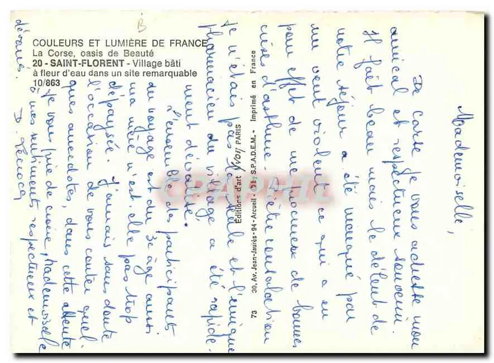 Saint-Florent — Aldeia construída à beira d'água em um local notável — Edições d'Art Jean-Daures - Verso