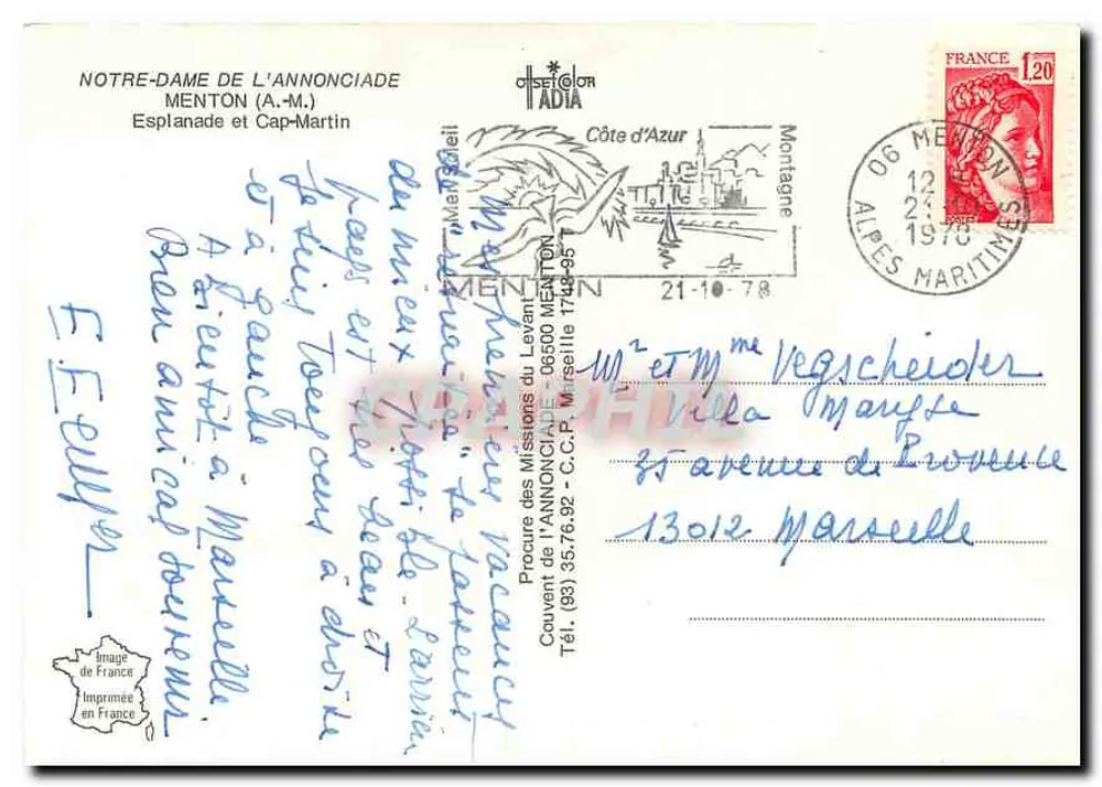 Notre-Dame de l'Annonciade — Menton (A.-M.) — Procuré des Missions du Levant - Verso
