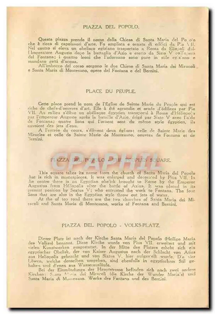 Roma — Piazza del Popolo — editor não visível - Verso