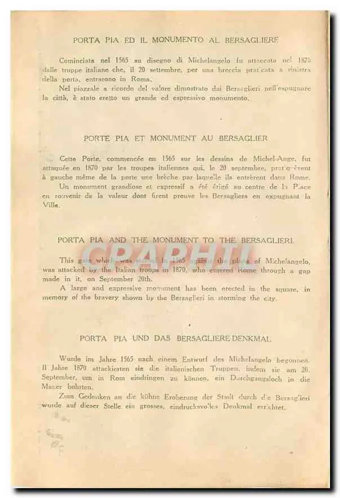 Rom — Porta Pia und das Denkmal für die Bersaglier - Rückseite