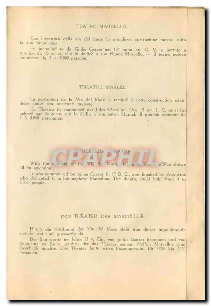 Roma — Teatro Marcello — editor desconhecido - Verso