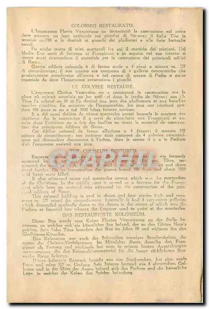 Roma — Coliseu Restaurado - Verso