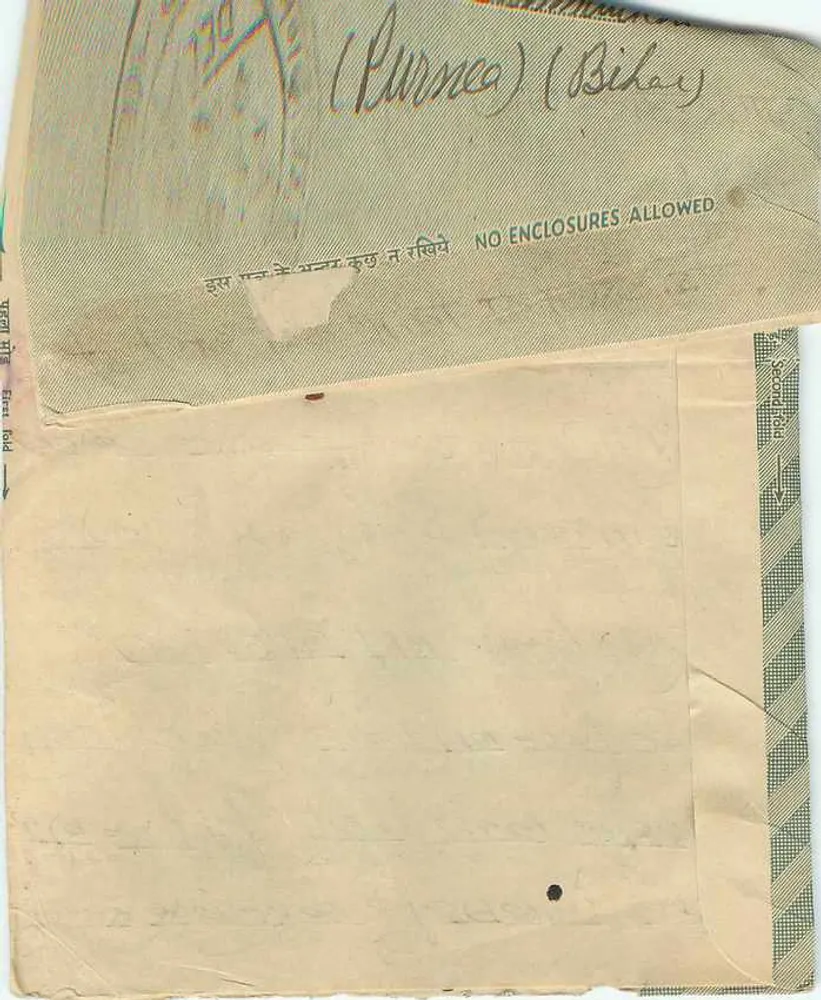 Carta interna indiana — Índia — selo 15 p. — editor: India Post - Verso