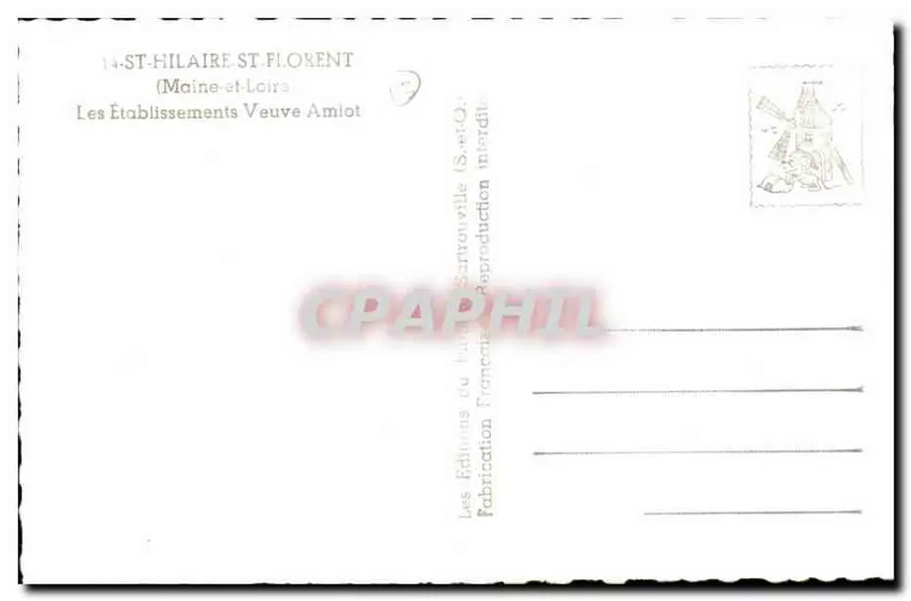 Die Veuve Amiot-Establishments — Sartranoille (Maine-et-Loire) — Verlag: Die Veuve Amiot-Establishments - Rückseite