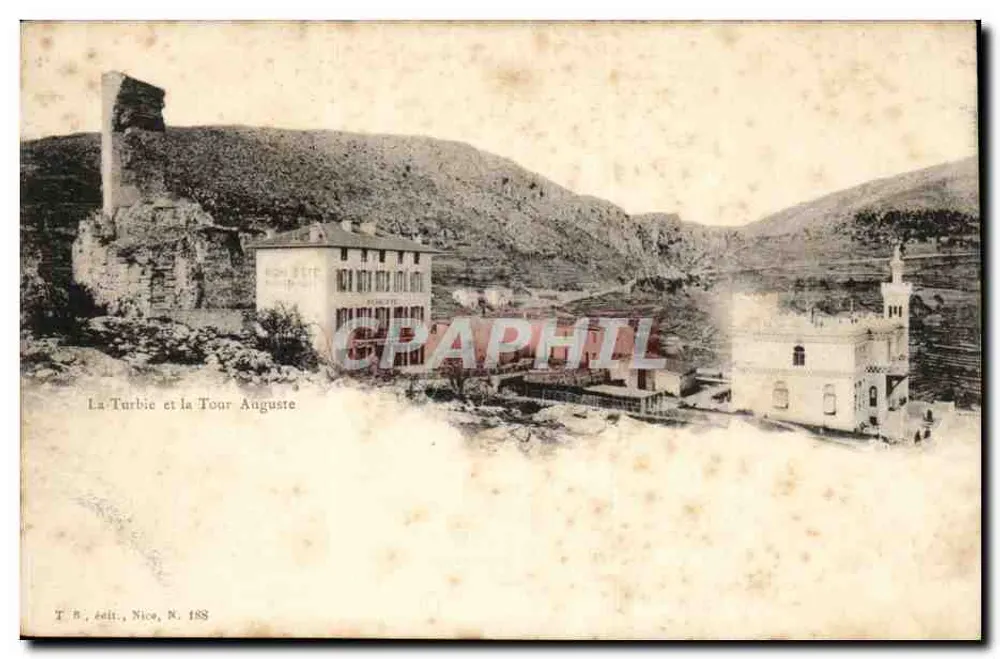 La Turbie e a Torre Augusta — vista panorâmica — T. R. Zell, Nice, N° 188 - Frente