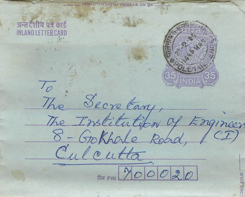 Carta postal interna indiana — Gandhi — 35 annas — Culcutta - Frente