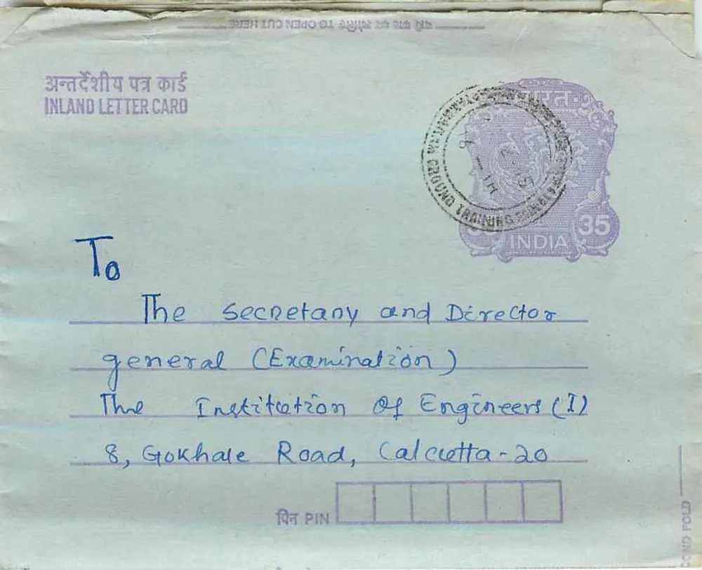 Carta postal interna indiana — Gandhi — 35 paise — Calcutta - Frente