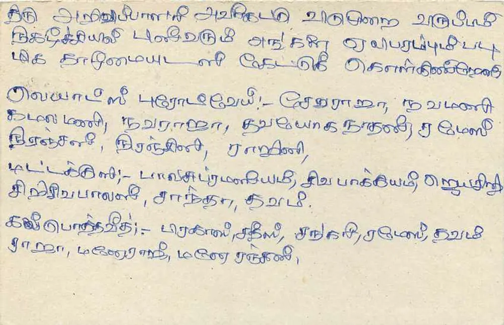 Sri Lanka — cartão postal com texto em tâmil — editor Sri Lanka Post - Verso