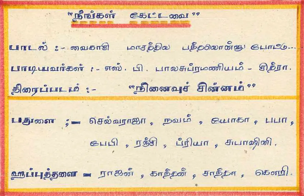 Sri Lanka — Carte postal com texto em tâmil — editor desconhecido - Verso