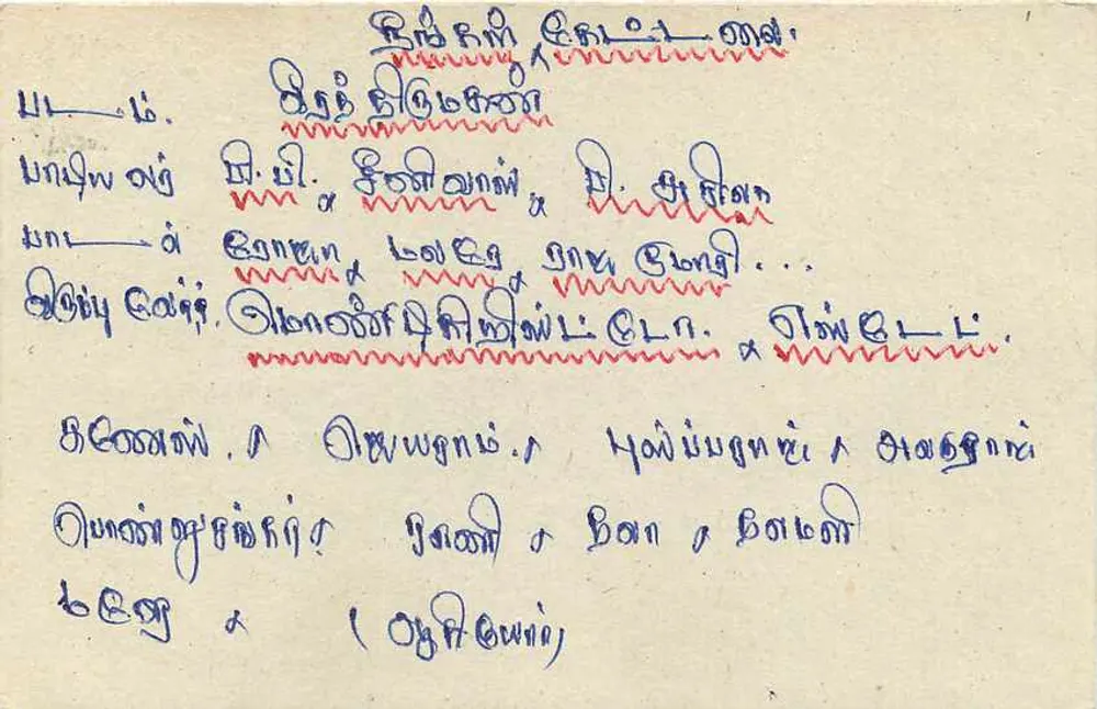 Carta postal Sri Lanka — texto em tamil — selo de 75 centavos - Verso
