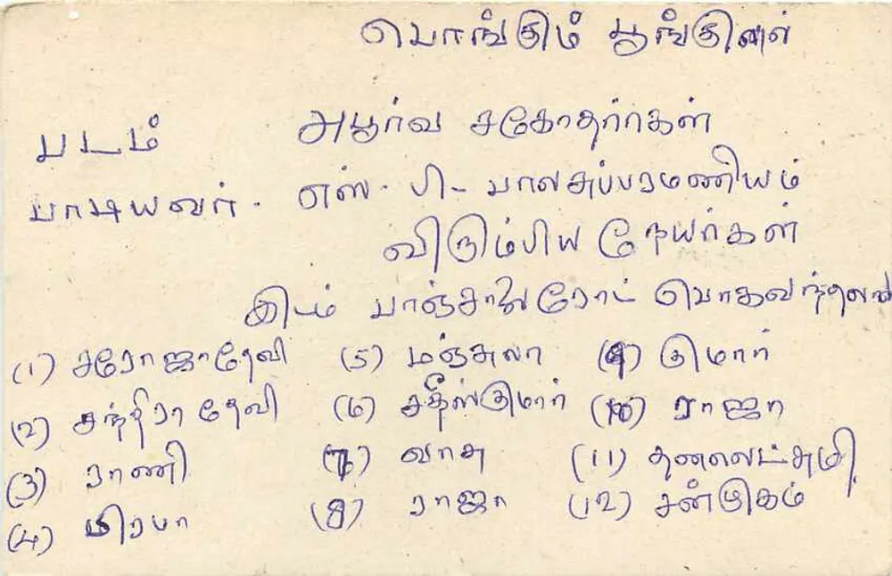 Sri Lanka — carta postal com texto em tâmil — editor Sri Lanka - Verso