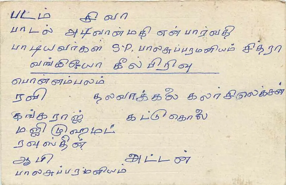Sri Lanka — carta postal com selo e escrita em tâmil - Verso