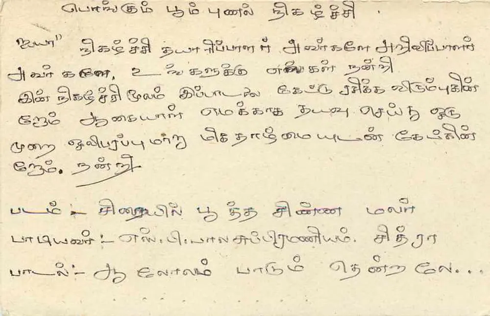 Sri Lanka — carta postal com texto em tâmil — editor desconhecido - Verso