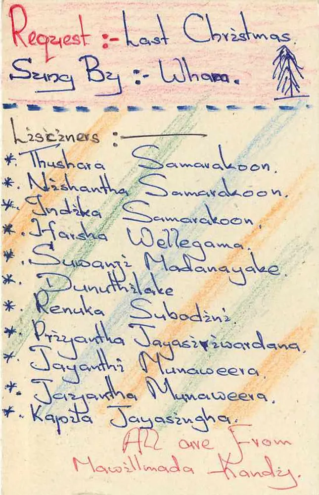 Carta postal de Natal — Sri Lanka — editor desconhecido, número de série não visível - Verso