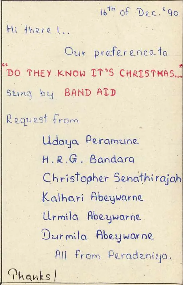 Peradeniya — Tarjeta postal de Navidad — Sri Lanka - Reverso