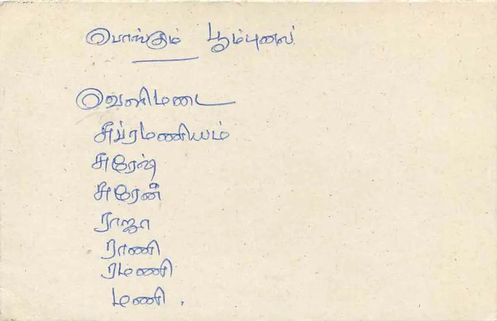 Carta postal do Sri Lanka — texto em tâmil — editor Sri Lanka Post - Verso