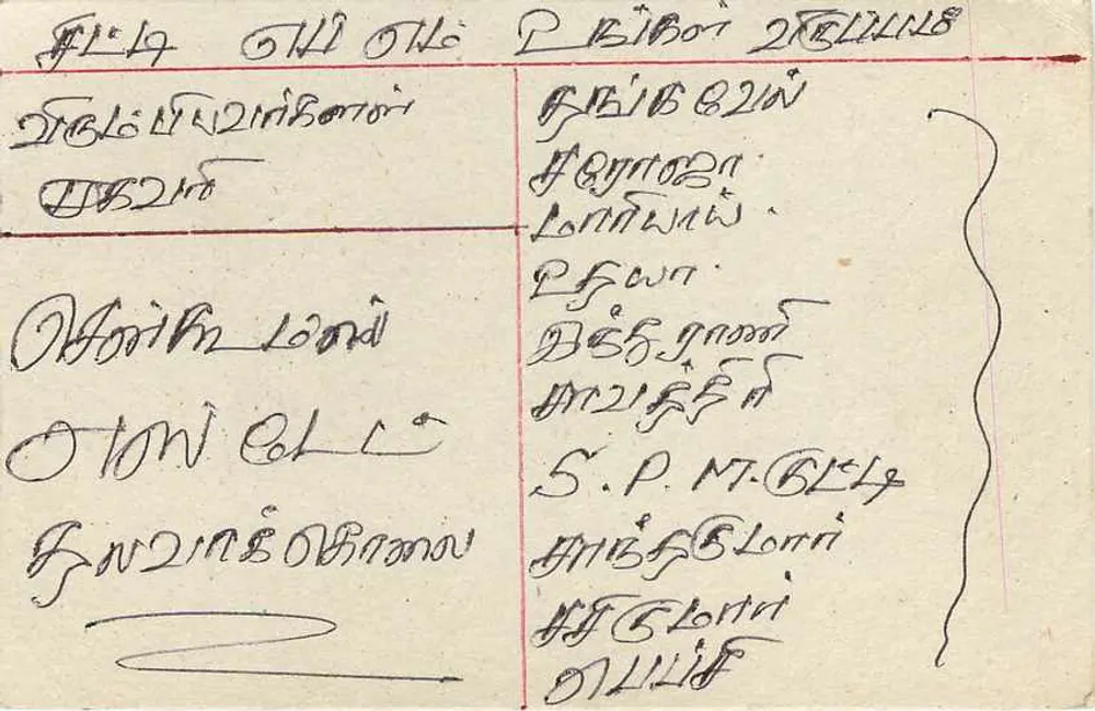 Sri Lanka — carta postal com selo e carimbo postal — editor desconhecido - Verso