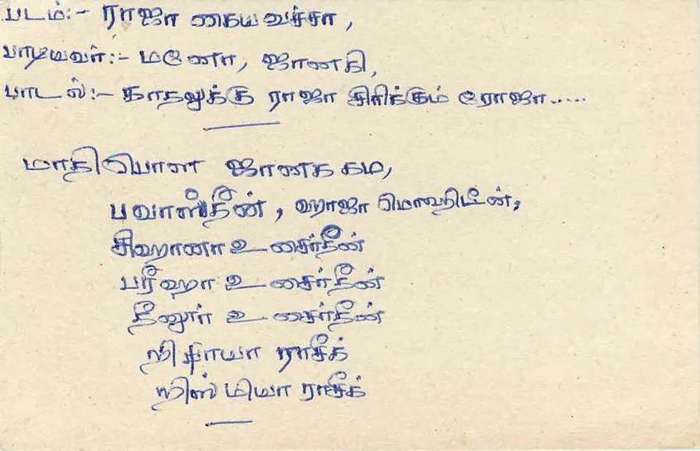 Sri Lanka — cartão postal com texto em tamil — editor desconhecido - Verso