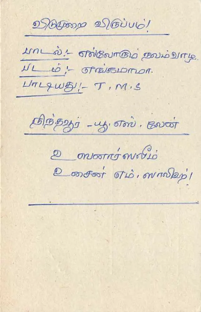 Carta postal do Sri Lanka — Tamil Service, Colombo — selo 75 - Verso