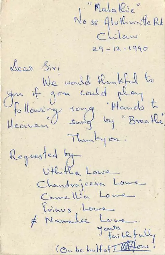 Carta postal do Sri Lanka — Ano Novo — editor Sri Lanka Post Card - Verso