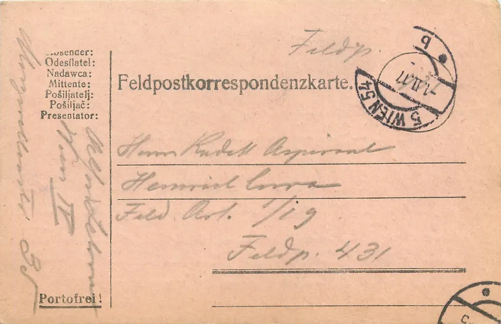 Military postcard — Feldpost — publisher Feldpostkorrespondenzkarte, no. 431 - Front