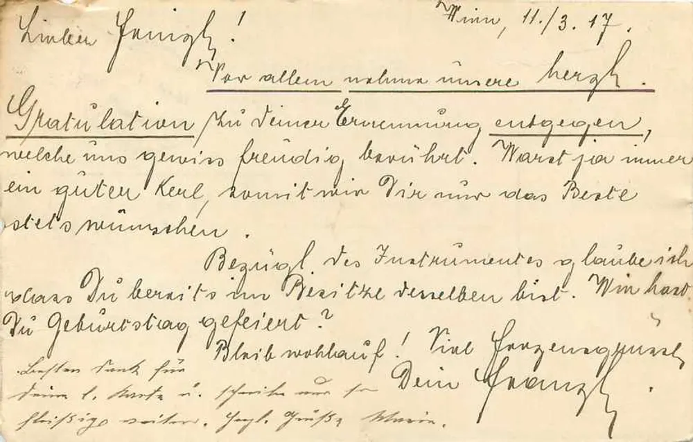 Tabor Military Letter — Field Postcard — Tabor, 11.3.1917 — Field Post Number 431 - Back