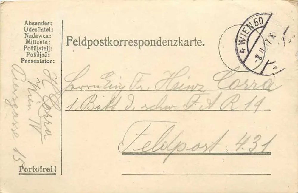 Carta de correspondência de Feldpost — Feldpost 431 — editor não visível - Frente