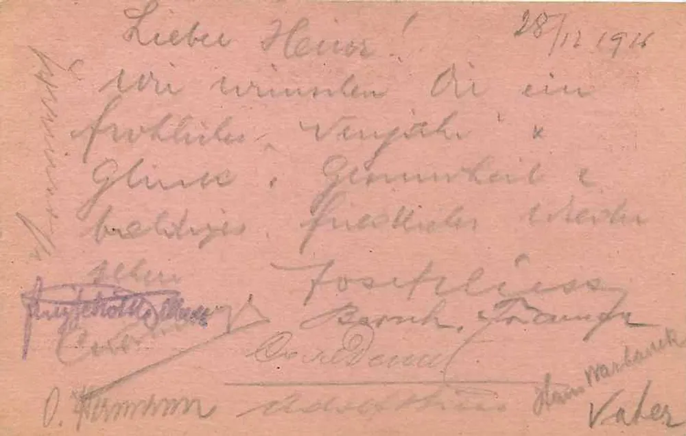 Militaire ansichtkaart — Feldpostkarte — Tábori-Levelezőlap — Wenen, 29 december 1916 - Achterkant
