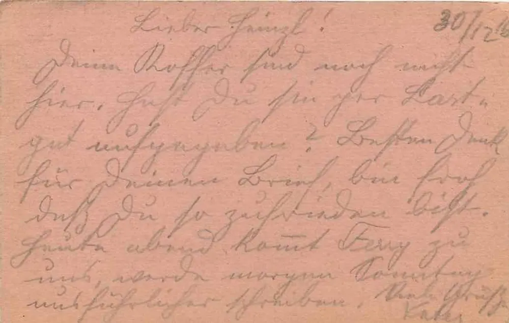 Antieke militaire postkaart — Tábori-Levelezőlap — Wenen 30.XII.16 - Achterkant