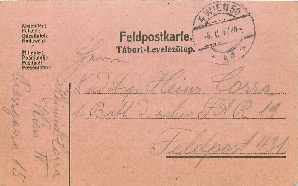Tábori-Levelezőlap — Feldpostkarte — uitgever Feldpost 431, Wenen 50 - Voorkant