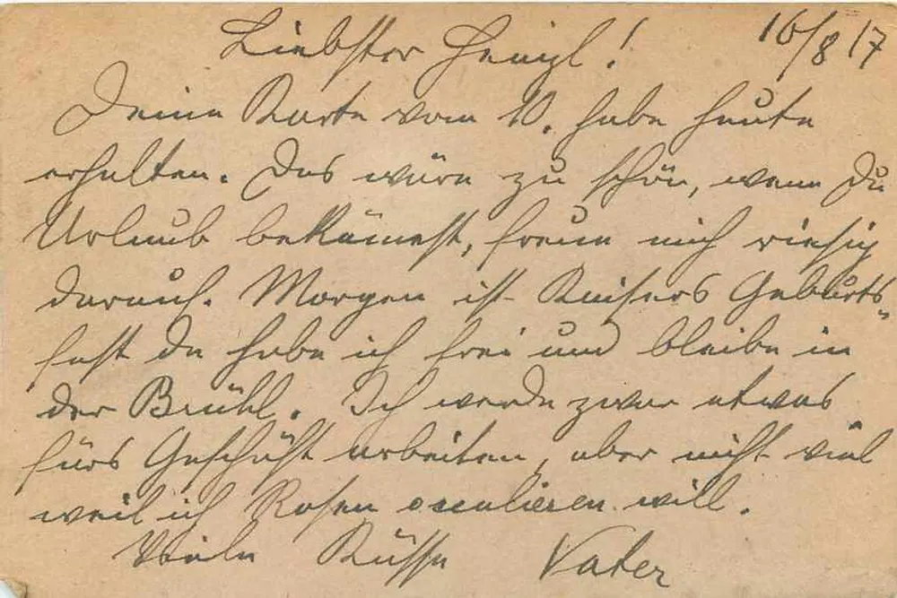 Carta postal de Feldpost — Hinter Brail — datada 17.VIII.17XX — Feldpostamt Nr. 632 - Verso