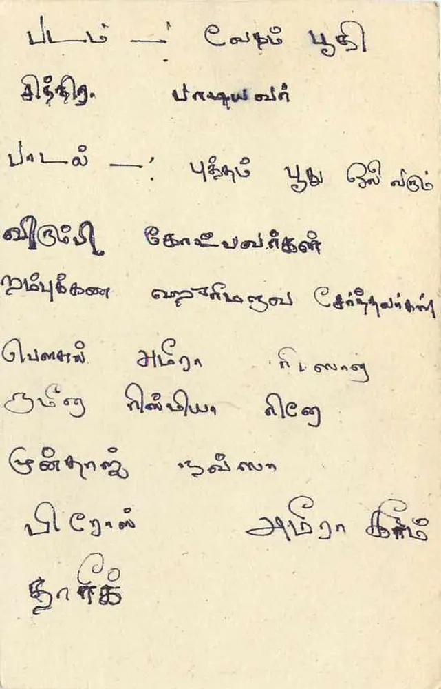 Sri Lanka — cartão postal com texto em tâmil — editor desconhecido - Verso