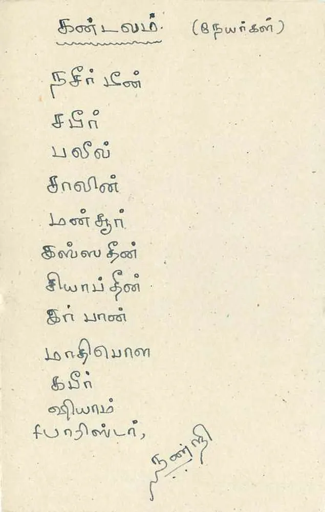 Carta postal do Sri Lanka — texto em tamil — destinada a um serviço tamil em Colombo - Verso