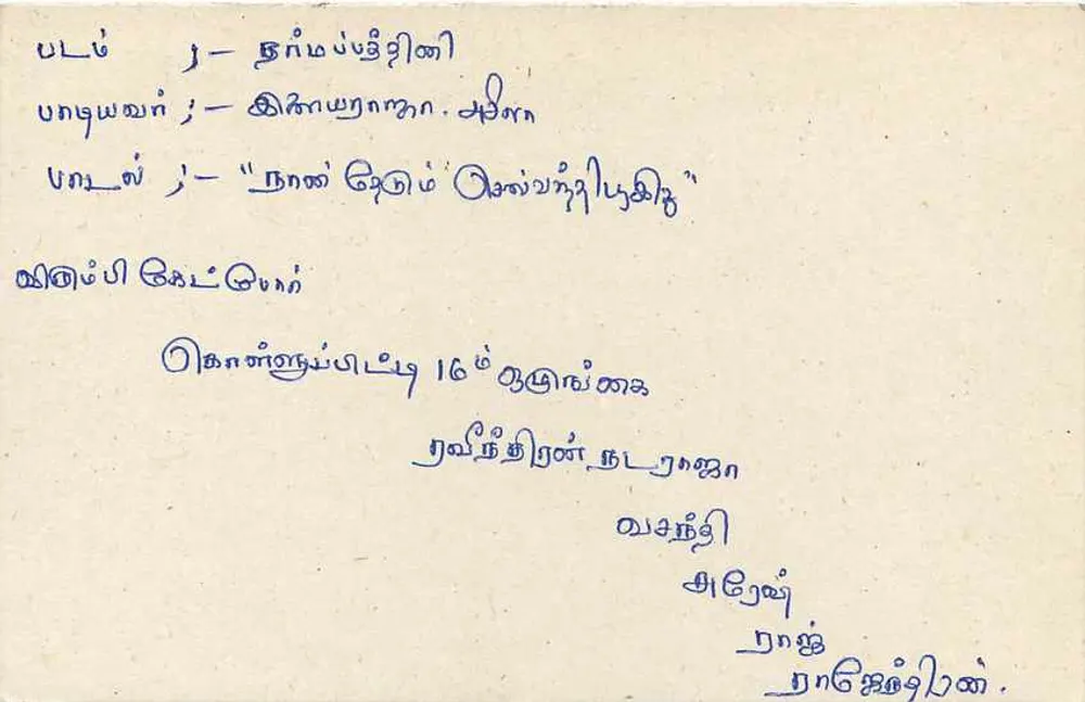 Sri Lanka — carta postal com selo e escrita manuscrita — editor desconhecido - Verso