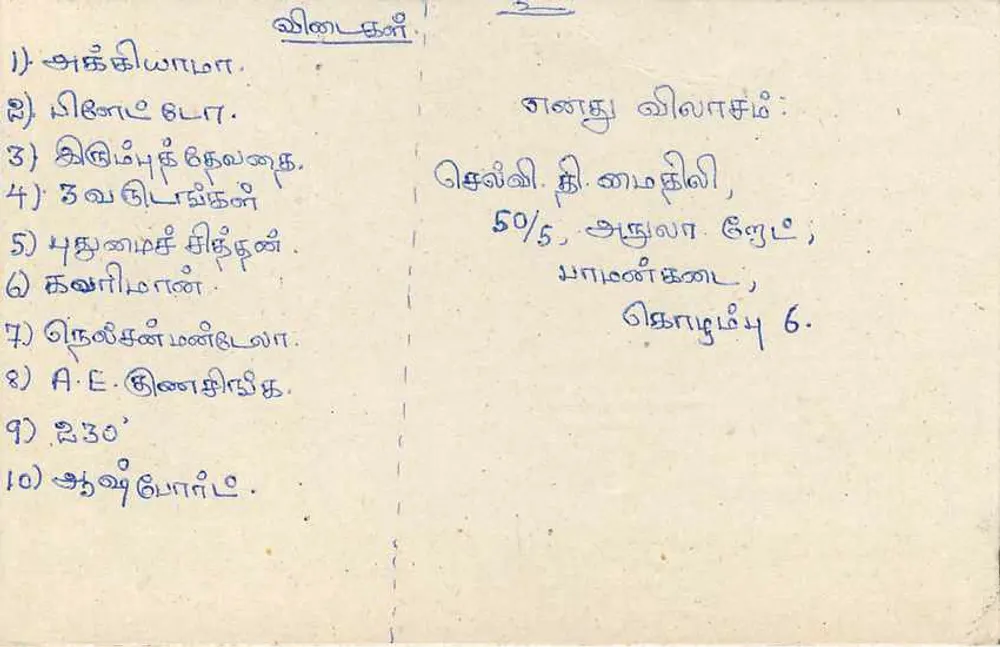 Arivuchchudar — Sri Lanka Broadcasting Cooperation — Carta postal Sri Lanka - Verso
