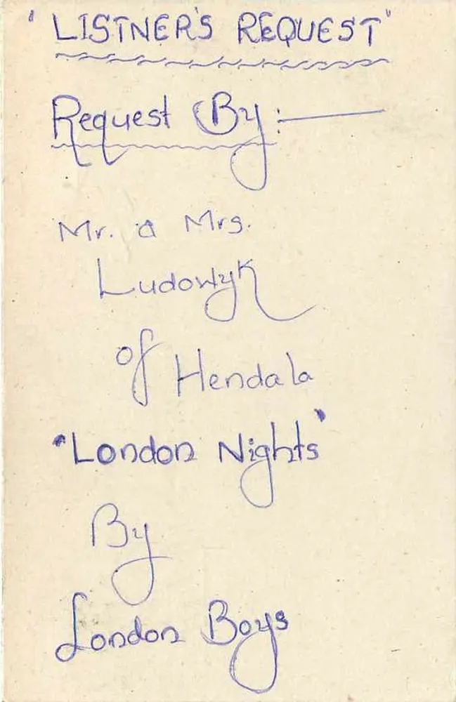 Listner's Request — Londres Boys — Carta Postal do Sri Lanka - Verso