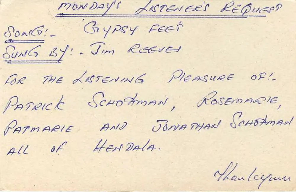 Sri Lanka — Carte postal com solicitação de música — editor desconhecido - Verso