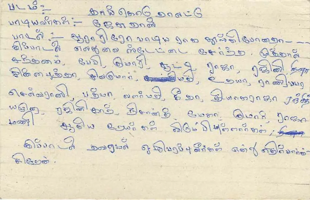 Sri Lanka — carta postal com selo e texto em tâmil - Verso