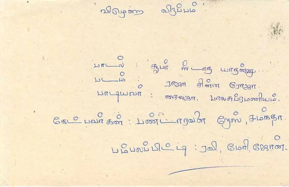 Sri Lanka — carta postal com selo e texto em tâmil — editor Sri Lanka Post - Verso