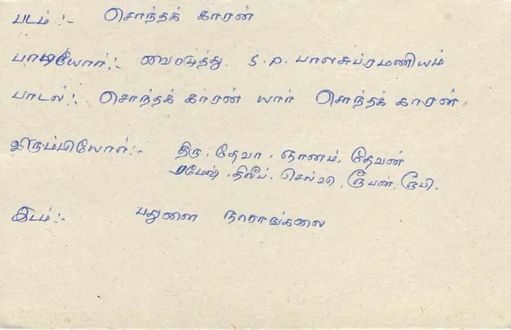 Carta postal Sri Lanka — selo de 75 centavos leão — endereço e mensagem em tâmil - Verso