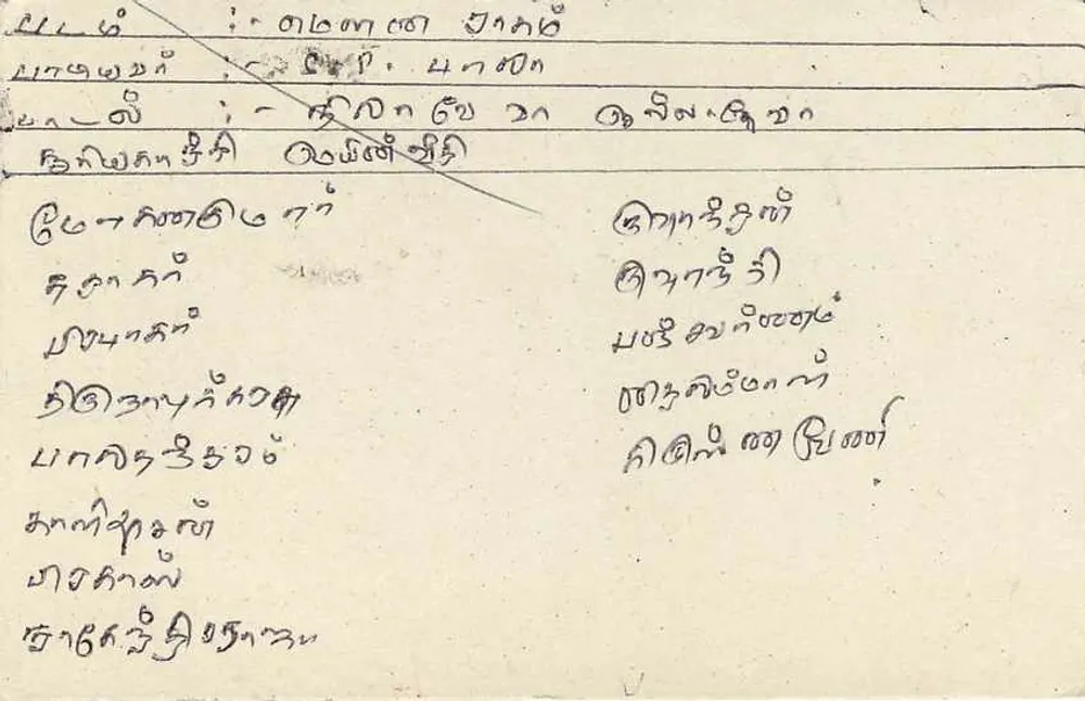 Sri Lanka — tarjeta postal con sello y texto en tamil - Reverso